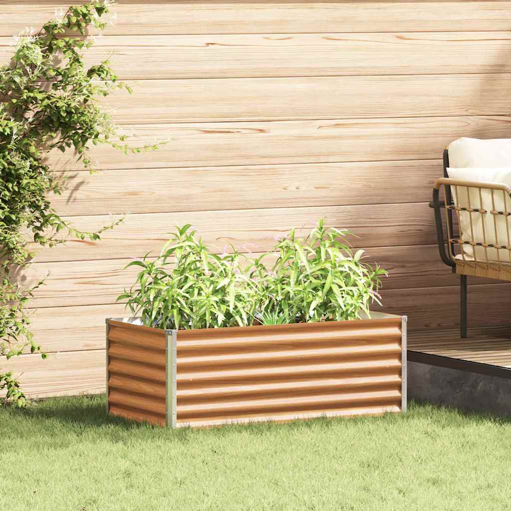 vidaXL Garden Raised Bed Light Brown 98 x 50 x 36 cm Galvanised Steel