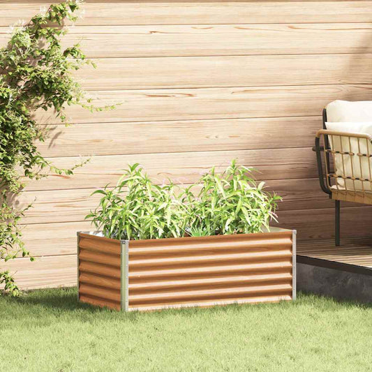 vidaXL Garden Raised Bed Light Brown 98 x 50 x 36 cm Galvanised Steel