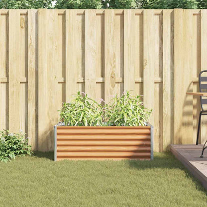 vidaXL Garden Raised Bed Light Brown 98 x 50 x 36 cm Galvanised Steel