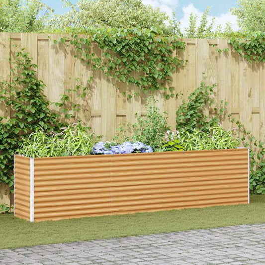 vidaXL Garden Raised Bed Light Brown 290 x 50 x 68 cm Galvanised Steel