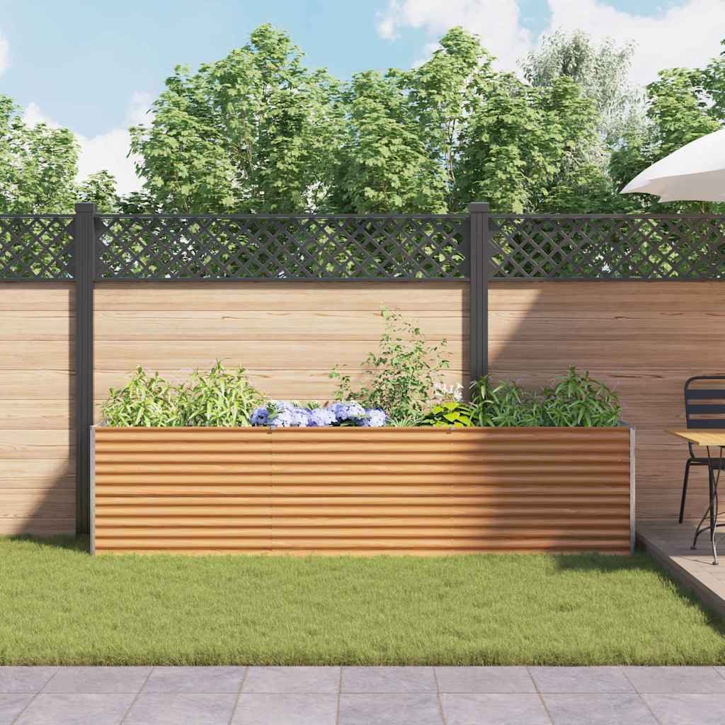 vidaXL Garden Raised Bed Light Brown 290 x 50 x 68 cm Galvanised Steel