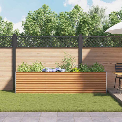 vidaXL Garden Raised Bed Light Brown 290 x 50 x 68 cm Galvanised Steel