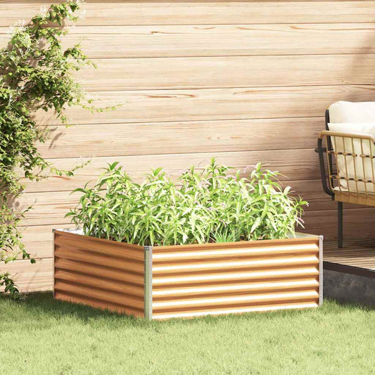 vidaXL Garden Raised Bed Light Brown 98 x 100 x 36 cm Galvanised Steel
