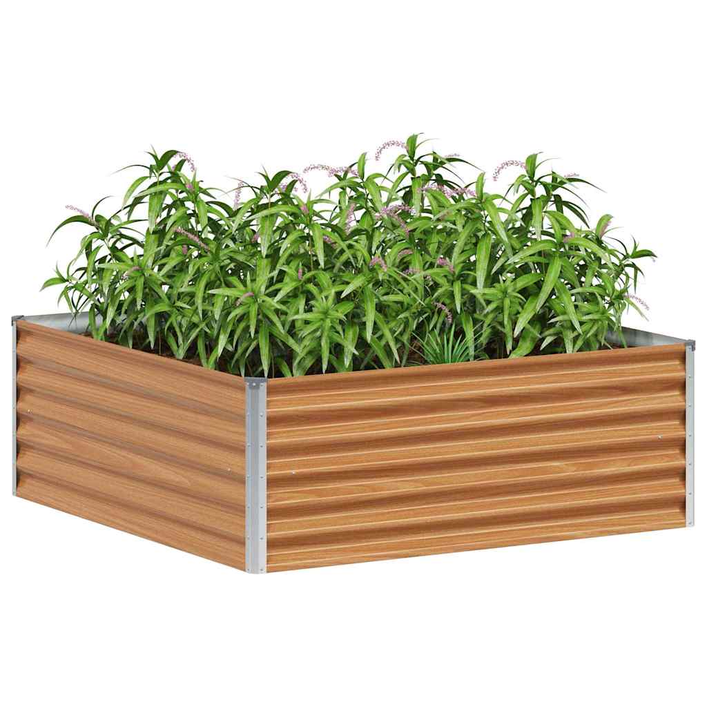 vidaXL Garden Raised Bed Light Brown 98 x 100 x 36 cm Galvanised Steel