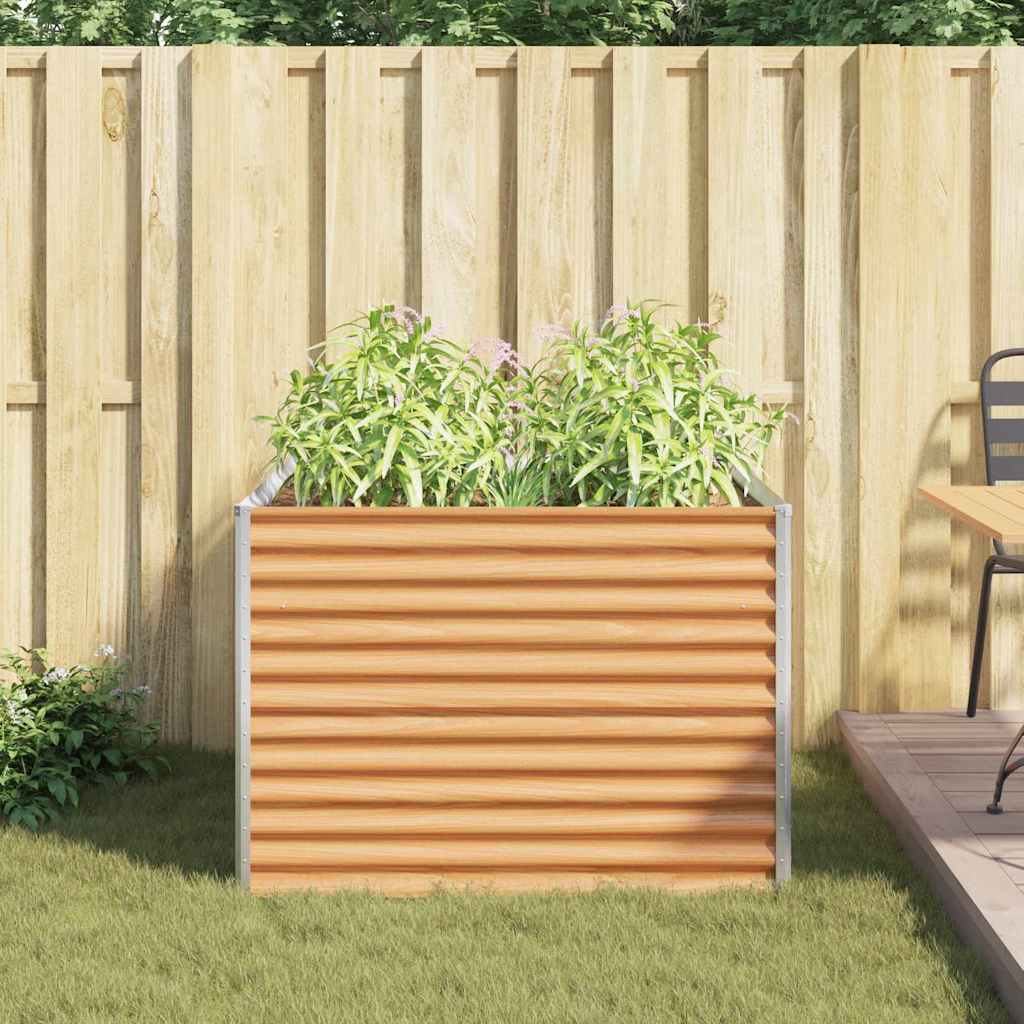 vidaXL Garden Raised Bed Light Brown 98 x 100 x 68 cm Galvanised Steel