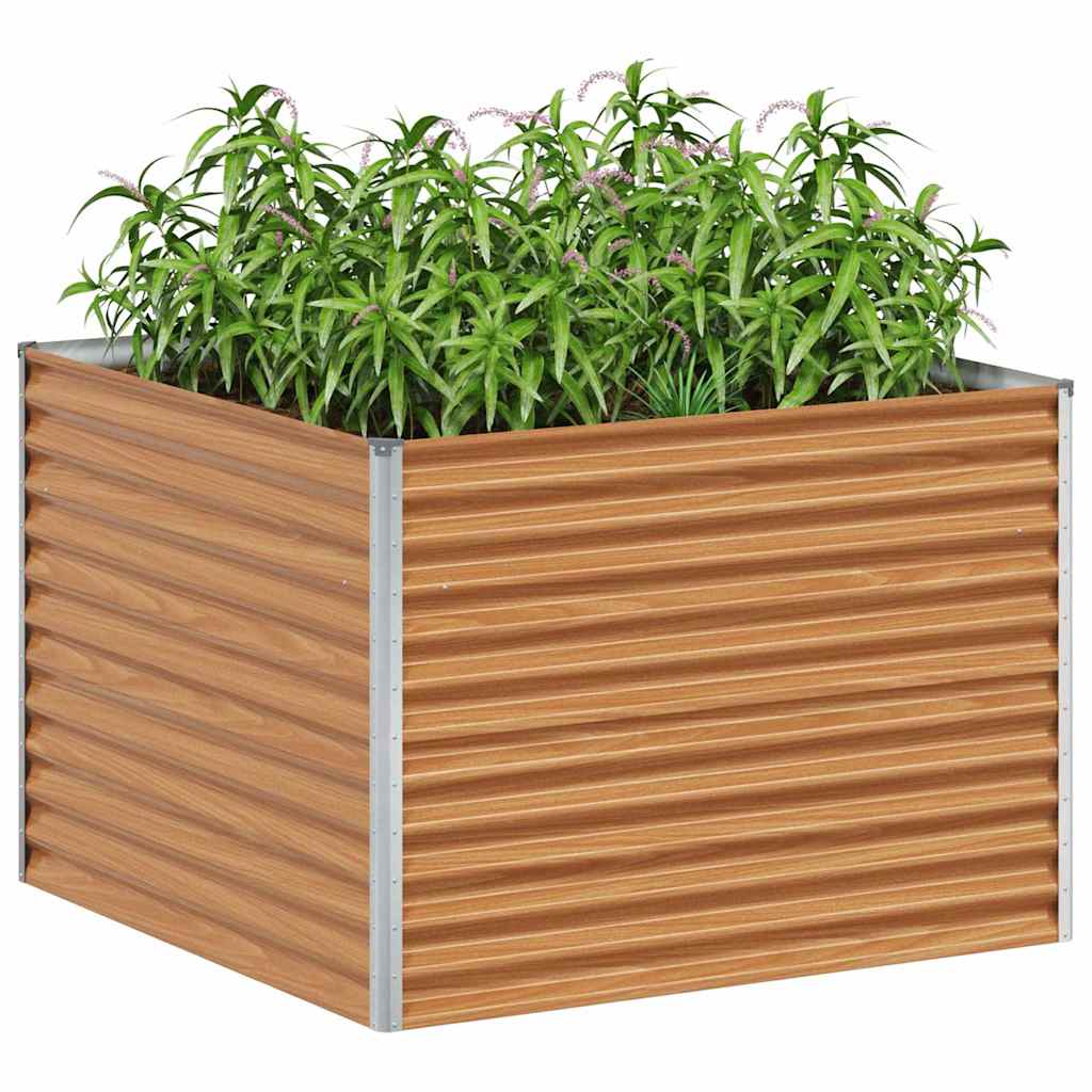 vidaXL Garden Raised Bed Light Brown 98 x 100 x 68 cm Galvanised Steel