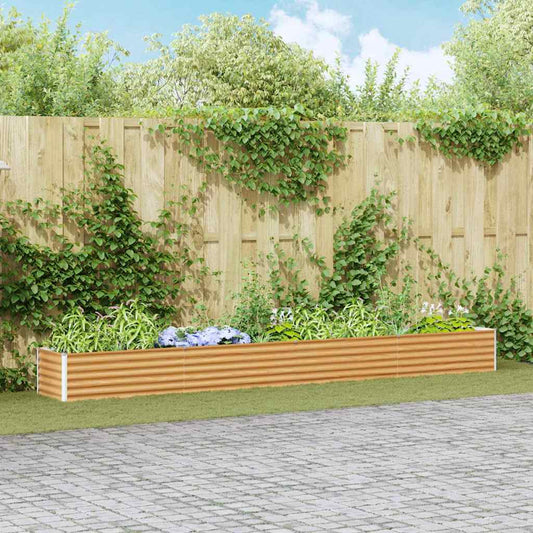 vidaXL Garden Raised Bed Light Brown 390 x 50 x 36 cm Galvanised Steel