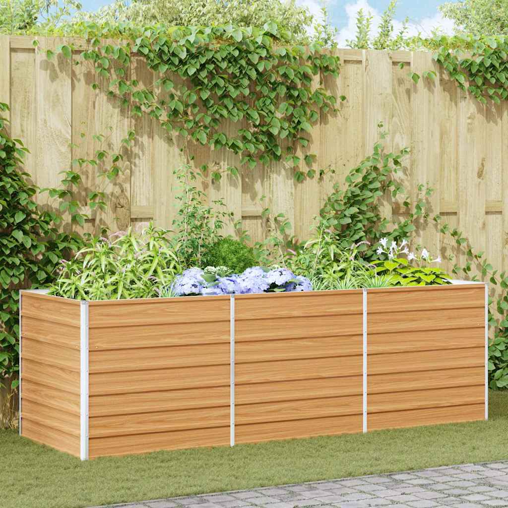 vidaXL Garden Raised Bed Light Brown 240 x 80 x 77 cm Galvanised Steel