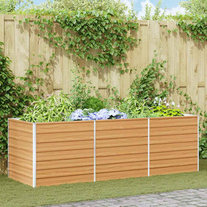 vidaXL Garden Raised Bed Light Brown 240 x 80 x 77 cm Galvanised Steel