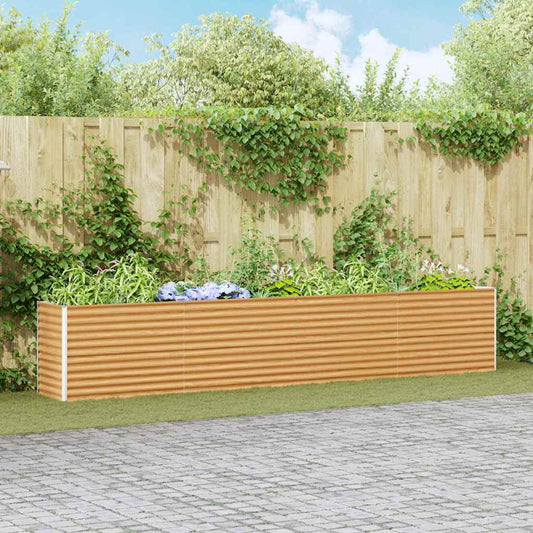 vidaXL Garden Raised Bed Light Brown 390 x 50 x 68 cm Galvanised Steel