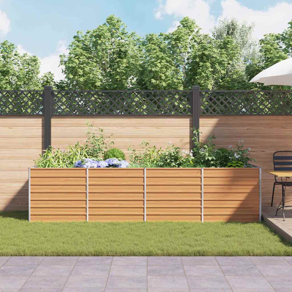 vidaXL Garden Raised Bed Light Brown 320 x 80 x 77 cm Galvanised Steel