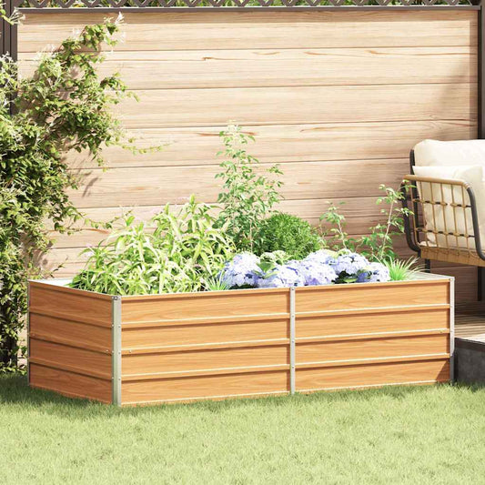 vidaXL Garden Raised Bed Light Brown 160 x 80 x 45 cm Galvanised Steel