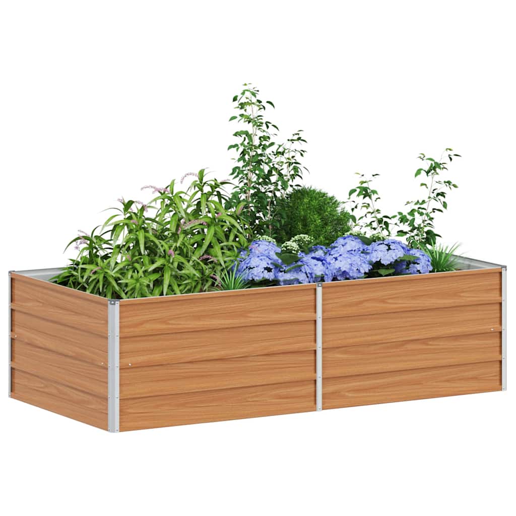 vidaXL Garden Raised Bed Light Brown 160 x 80 x 45 cm Galvanised Steel