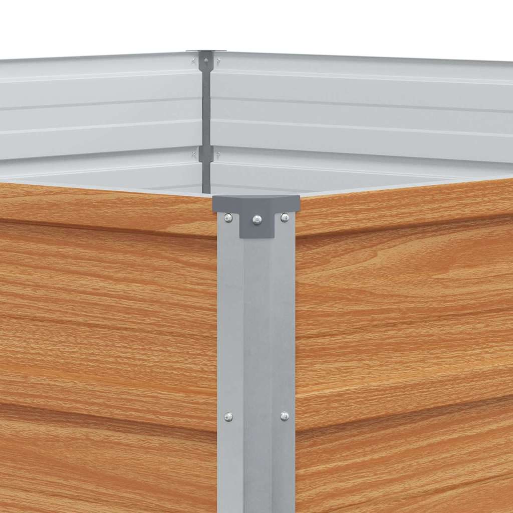 vidaXL Raised Garden Bed Wood Look 129 x 129 x 45 cm Galvanised Steel