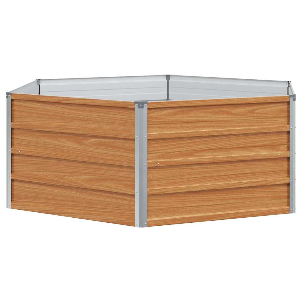 vidaXL Raised Garden Bed Wood Look 129 x 129 x 45 cm Galvanised Steel
