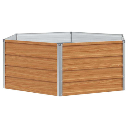 vidaXL Raised Garden Bed Wood Look 129 x 129 x 45 cm Galvanised Steel