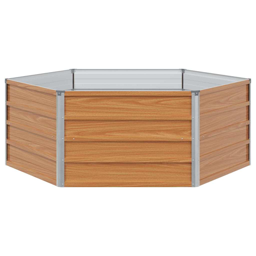 vidaXL Raised Garden Bed Wood Look 129 x 129 x 45 cm Galvanised Steel