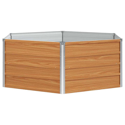 vidaXL Raised Garden Bed Wood Look 129 x 129 x 45 cm Galvanised Steel