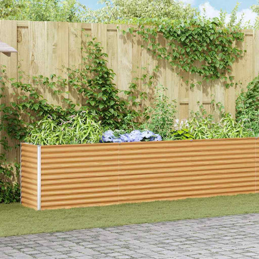 vidaXL Garden Raised Bed Light Brown 485 x 50 x 68 cm Galvanised Steel
