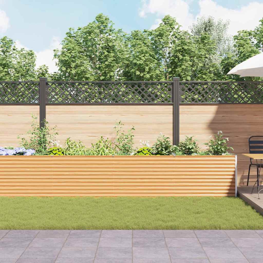 vidaXL Garden Raised Bed Light Brown 485 x 50 x 68 cm Galvanised Steel