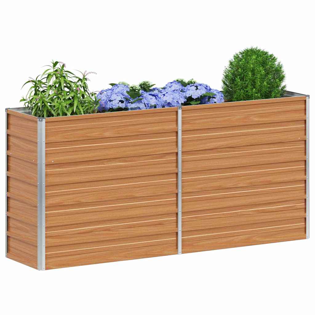 vidaXL Garden Raised Bed Light Brown 160 x 40 x 77 cm Galvanised Steel