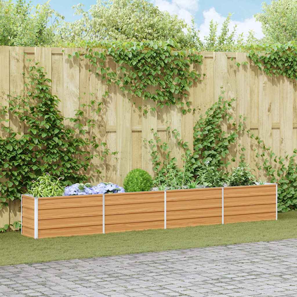 vidaXL Garden Raised Bed Light Brown 320 x 40 x 45 cm Galvanised Steel