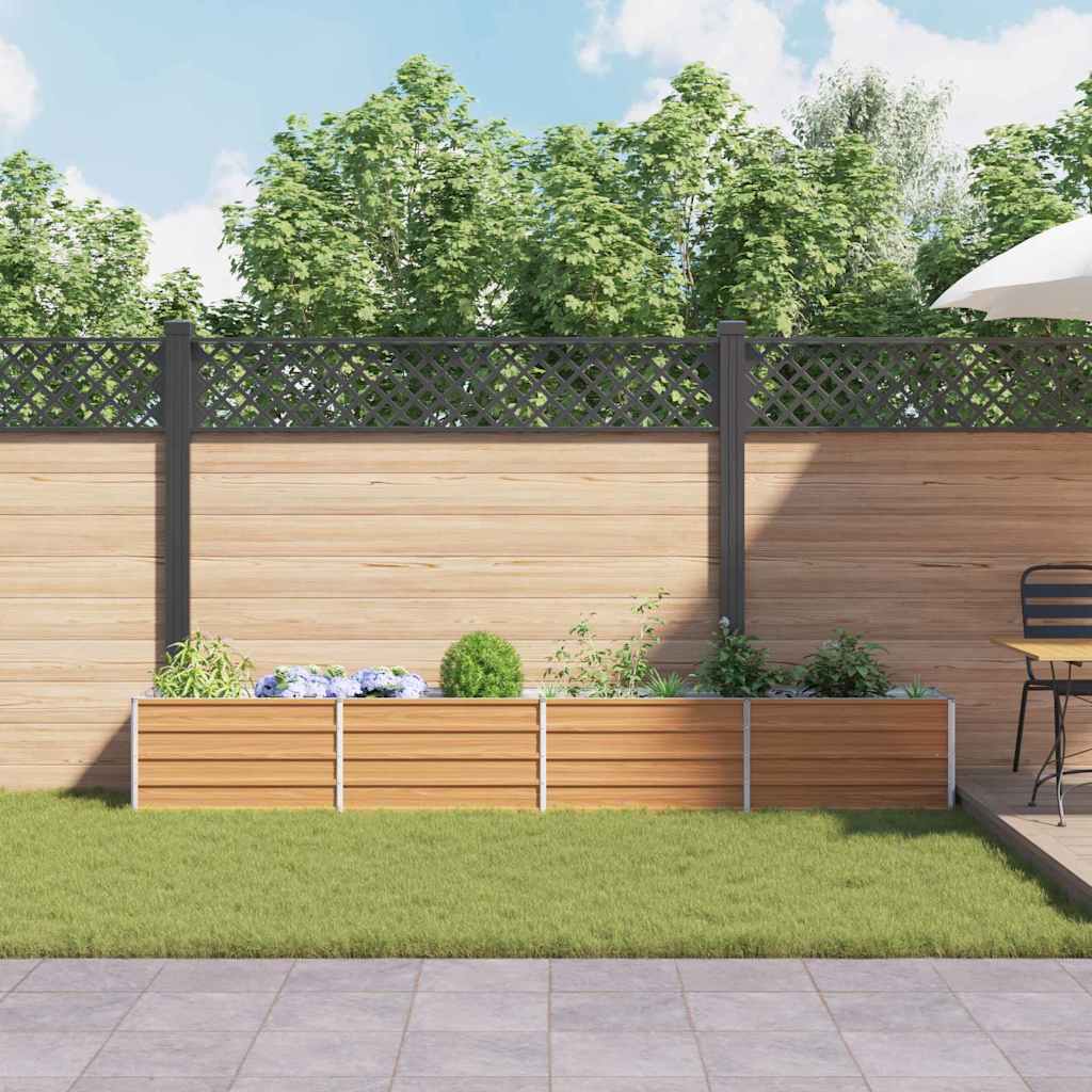 vidaXL Garden Raised Bed Light Brown 320 x 40 x 45 cm Galvanised Steel