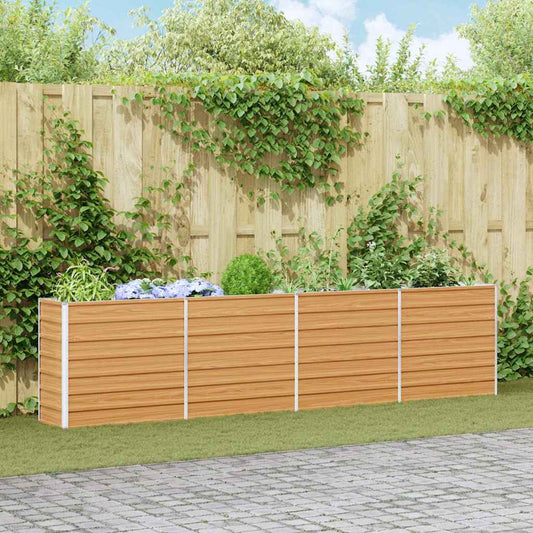 vidaXL Garden Raised Bed Light Brown 320 x 40 x 77 cm Galvanised Steel