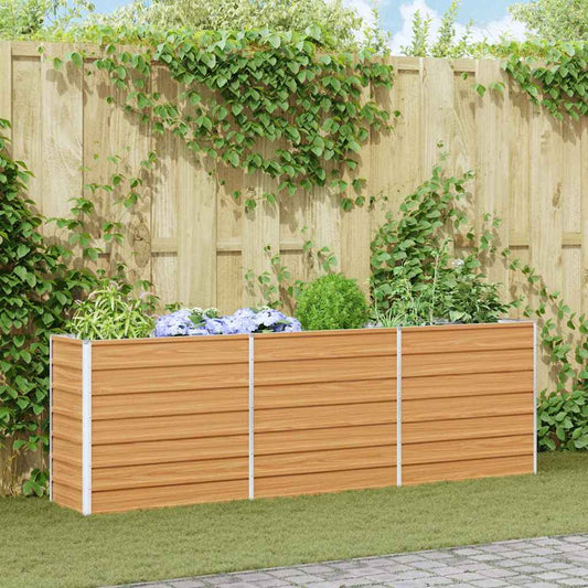 vidaXL Garden Raised Bed Light Brown 240 x 40 x 77 cm Galvanised Steel