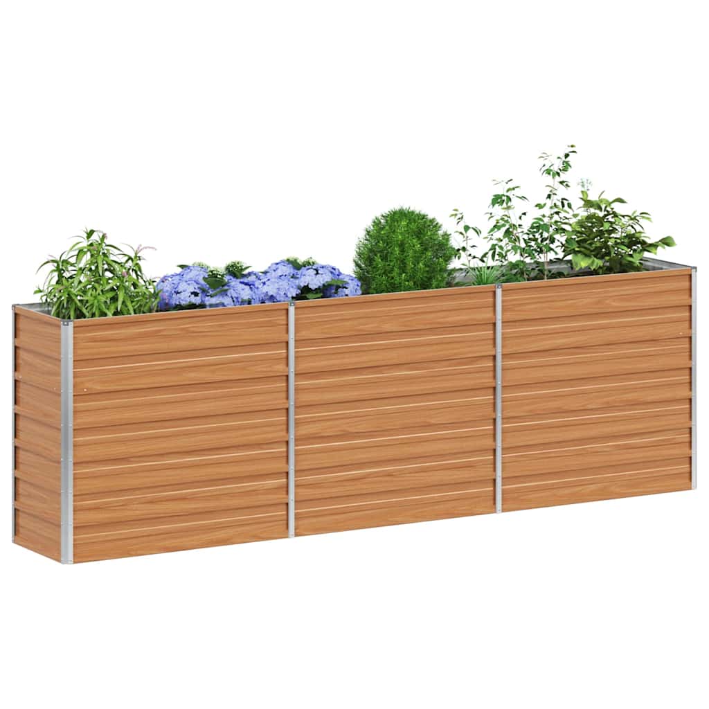 vidaXL Garden Raised Bed Light Brown 240 x 40 x 77 cm Galvanised Steel