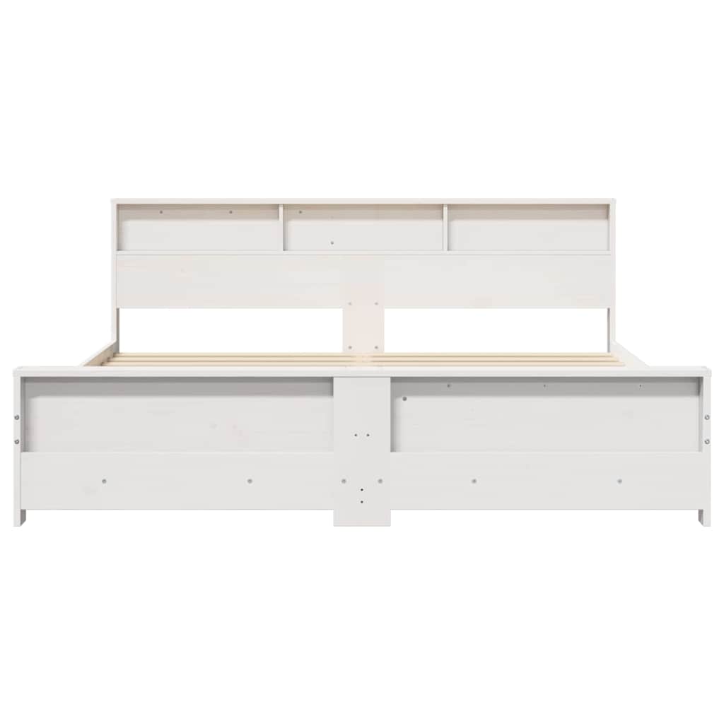 vidaXL Bed Frame with Shelf White 180 x 200 cm Solid Pine Wood