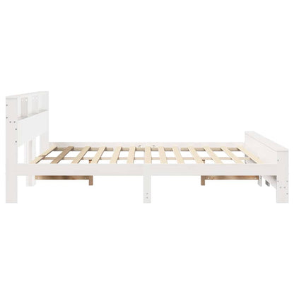 vidaXL Bed Frame with Shelf White 180 x 200 cm Solid Pine Wood