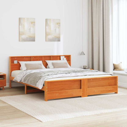 vidaXL Bed Frame with Headboard Wax Brown 180 x 200 cm Engineered Wood