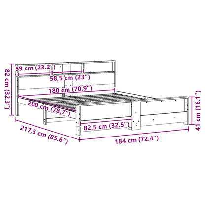 vidaXL Bed Frame with Headboard Wax Brown 180 x 200 cm Engineered Wood