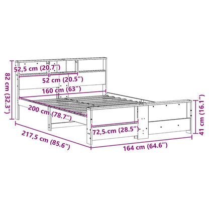 vidaXL Bed Frame with Headboard Brown 160 x 200 cm Engineered Wood
