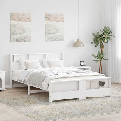 vidaXL Bed Frame with Headboard White 160 x 200 cm Engineered Wood
