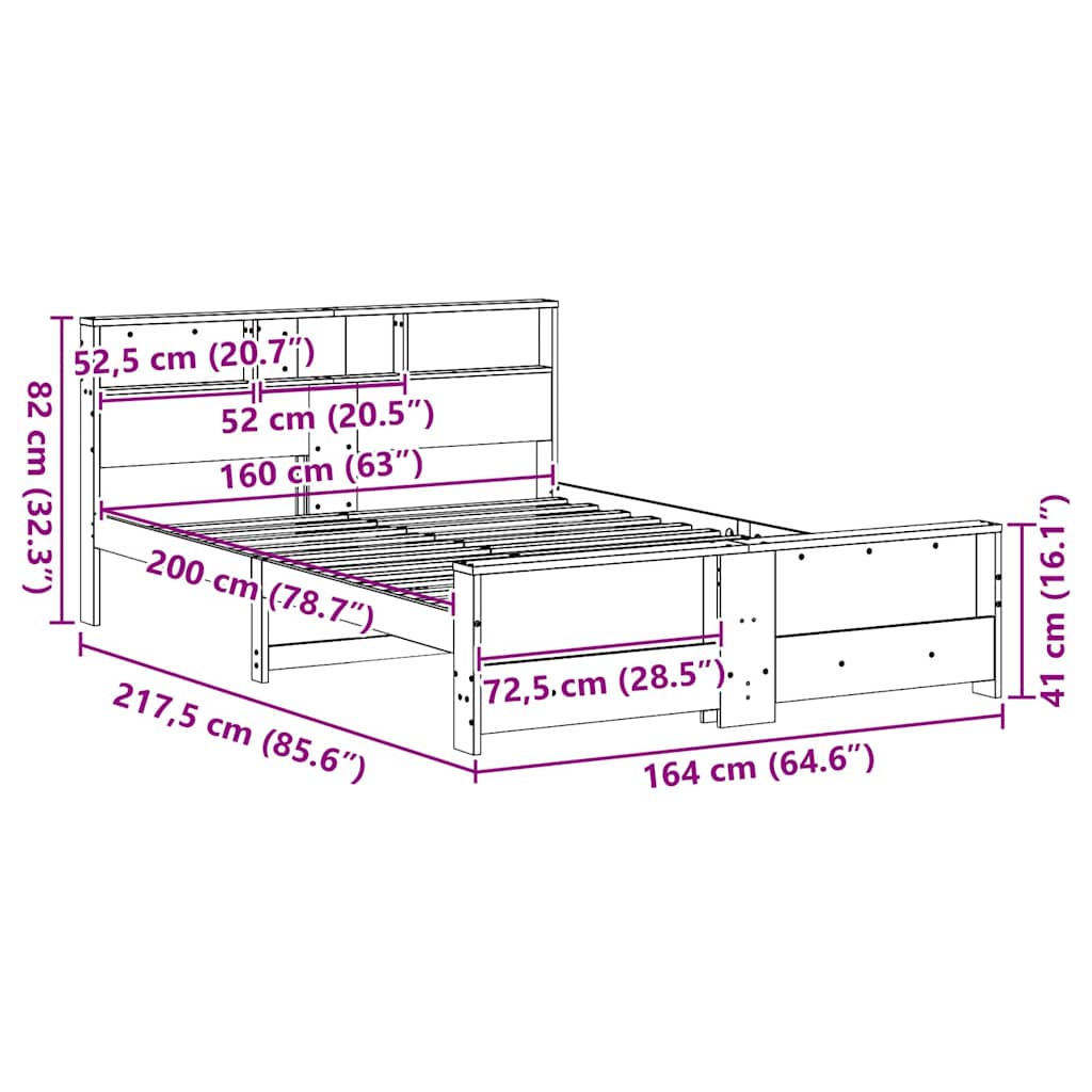 vidaXL Bed Frame with Headboard White 160 x 200 cm Engineered Wood