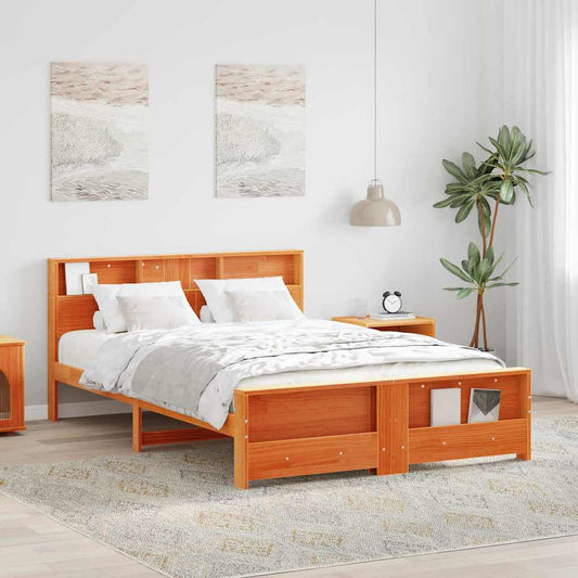 vidaXL Bed Frame with Headboard Wax Brown 160 x 200 cm Engineered Wood