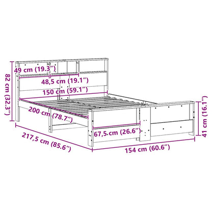 vidaXL Bed Frame with Headboard Brown 150 x 200 cm Engineered Wood