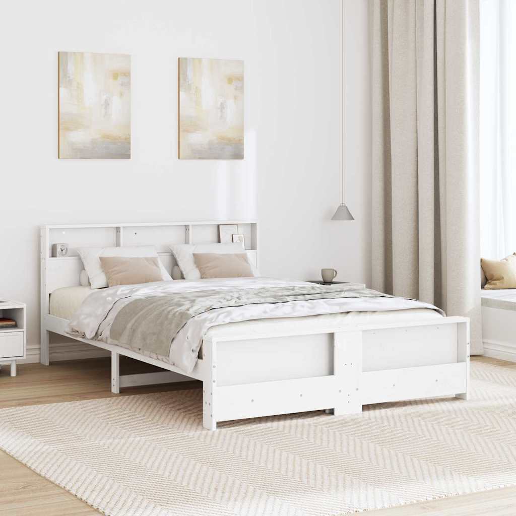 vidaXL Bed Frame with Headboard White 150 x 200 cm Engineered Wood