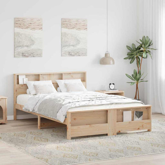 vidaXL Bed Frame with Headboard Brown 140 x 200 cm Engineered Wood