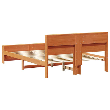 vidaXL Bed Frame with Headboard Wax Brown 140 x 200 cm Engineered Wood
