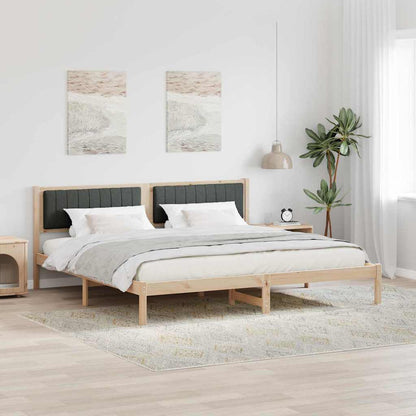 vidaXL Bed Frame with Headboard Dark Grey 200 x 200 cm Solid Pine Wood