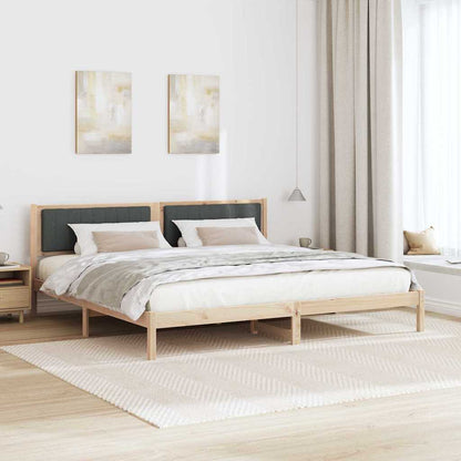 vidaXL Bed Frame with Headboard Dark Grey 200 x 200 cm Solid Pine Wood