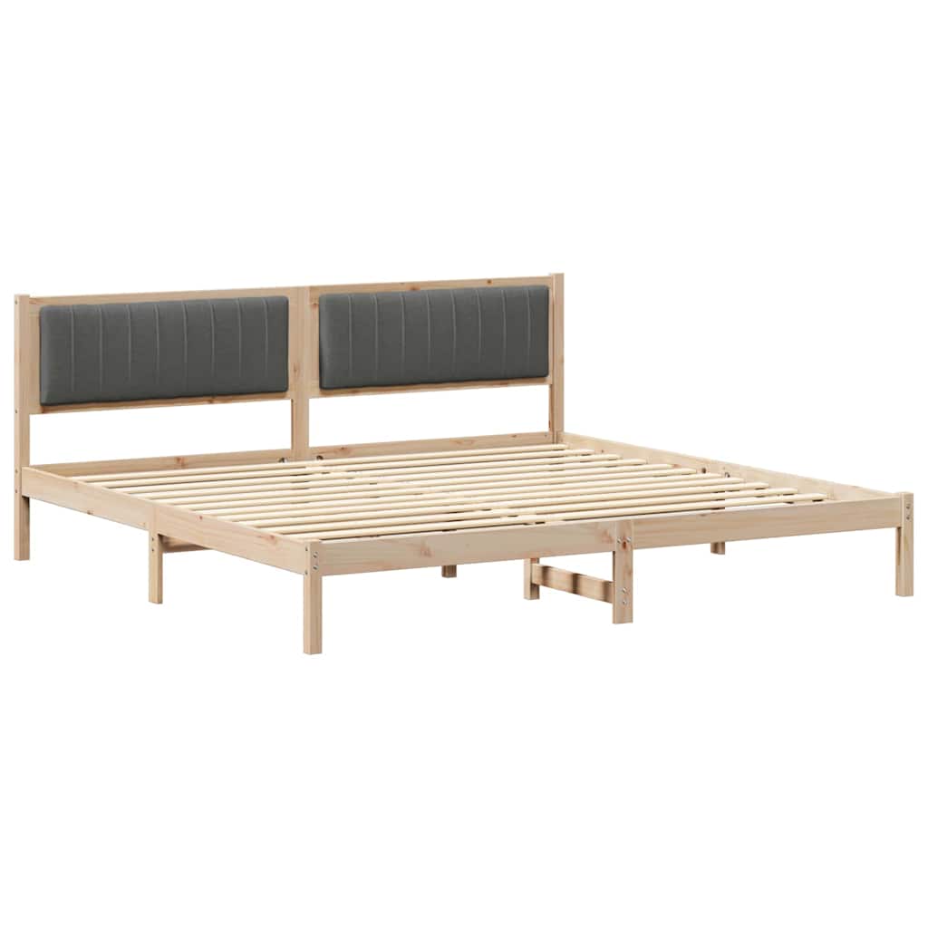 vidaXL Bed Frame with Headboard Dark Grey 200 x 200 cm Solid Pine Wood