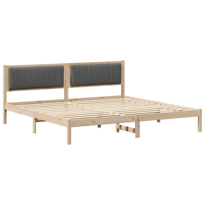 vidaXL Bed Frame with Headboard Dark Grey 200 x 200 cm Solid Pine Wood