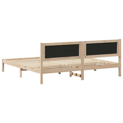 vidaXL Bed Frame with Headboard Dark Grey 200 x 200 cm Solid Pine Wood