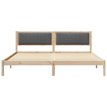 vidaXL Bed Frame with Headboard Dark Grey 200 x 200 cm Solid Pine Wood