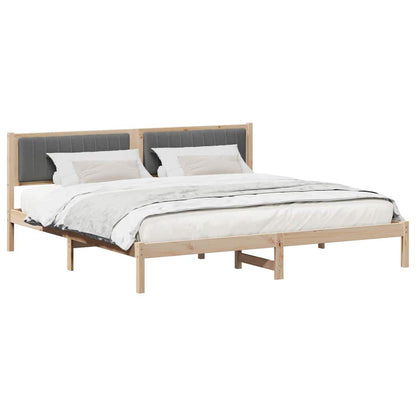 vidaXL Bed Frame with Headboard Dark Grey 200 x 200 cm Solid Pine Wood