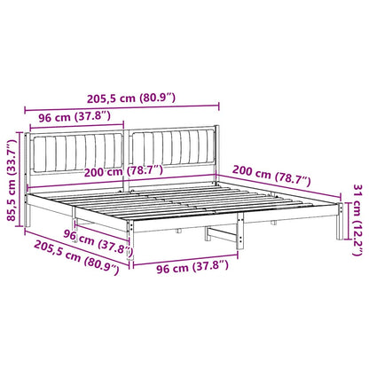 vidaXL Bed Frame with Headboard Dark Grey 200 x 200 cm Solid Pine Wood